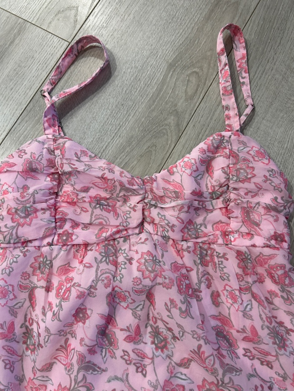 Hollister Pink Floral Spaghetti-Strap Tank Top - Picture 3 of 7